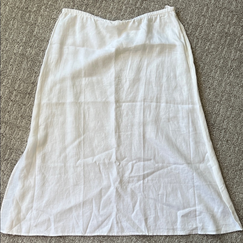 Eileen Fisher Linen White Maxi Skirt sz L